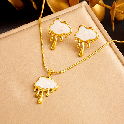 304 Stainless Steel Enamel Pendant Necklaces & Stud Earrings FS-WG99AC9-03-1