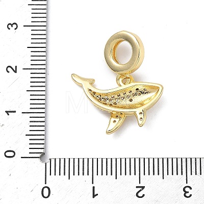 Brass Micro Pave Clear Cubic Zirconia Sea Animals European Dangle Charms X-KK-Z143-02G-05-1