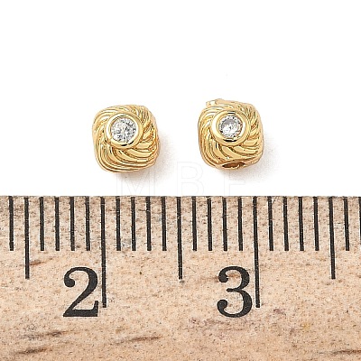 Brass Micro Pave Cubic Zirconia Beads KK-Z136-63G-1