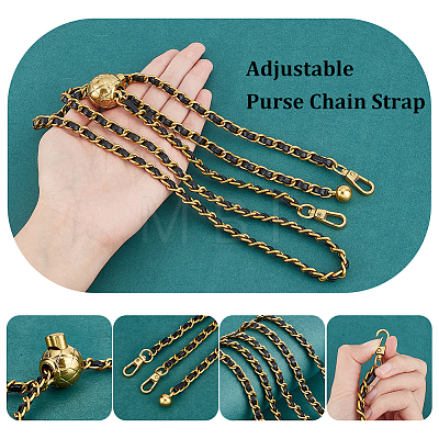 Braided Imitation Leather & Iron Chain Bag Handles AJEW-WH0312-99A-1