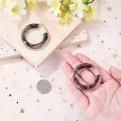 1 Pair 304 Stainless Steel Hoop Earrings EJEW-TA0001-89B-1