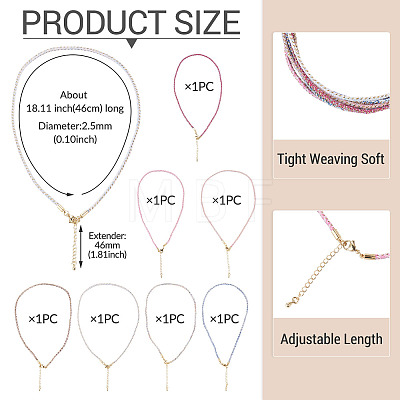 7Pcs 7 Colors 2.5MM Round Nylon Cotton Cord Necklace Making NJEW-TA0001-25G-1