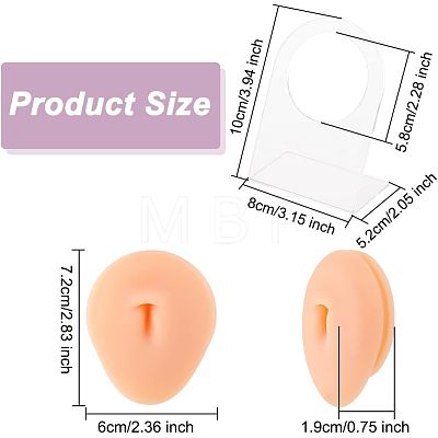 Soft Silicone Belly Button Flexible Model Body Part Displays with Acrylic Stands ODIS-WH0002-21-1