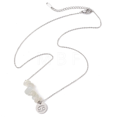 Natural White Moonstone Chip & Constellation Pendant Necklaces NJEW-JN05084-04-1