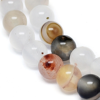 Natural Dendritic Agate Beads Strands G-D0005-18-6mm-1