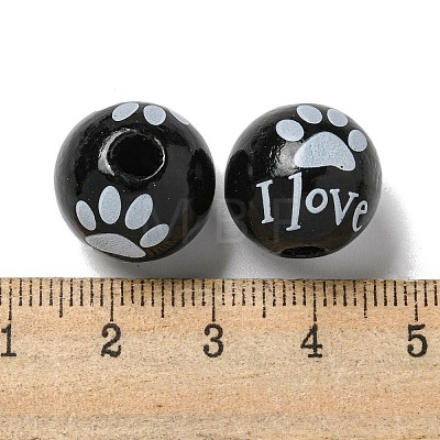 Printed Wood European Beads WOOD-G022-20I-1