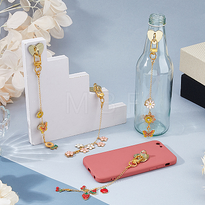 4Pcs Flower Fruit Butterfly Heart Alloy Enamel Mobile Phone Cover Decoration HJEW-FH00272-1