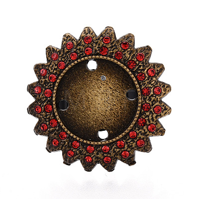 Adjustable Flower Alloy & Iron Rhinestone Bezel Cup Ring Base with Rotatable Tray MAK-T012-04AB-1