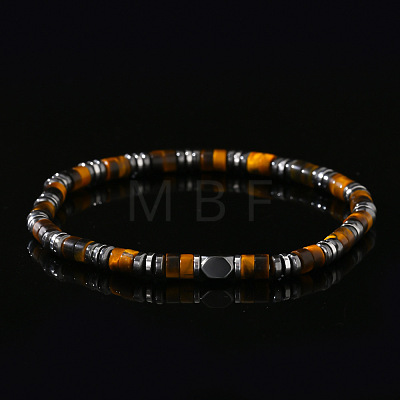 Natural Yellow Tiger Eye Beads Stretch Bracelet for Men IN5542-1