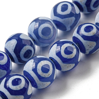 Blue Tibetan Style dZi Beads Strands TDZI-NH0001-A03-01-1