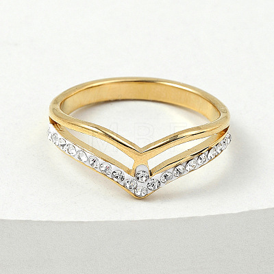 304 Stainless Steel & Handmade Polymer Clay Rhinestones Finger Rings WG9A093-02-1