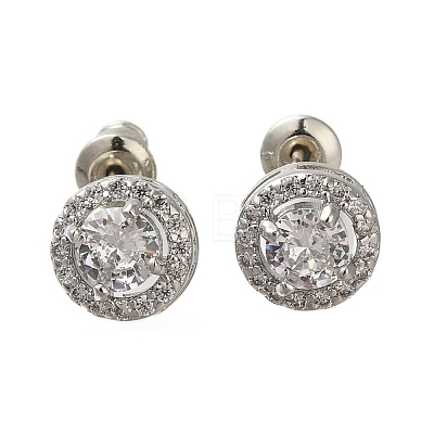 Rack Plating Brass Micro Pave Cubic Zirconia Earrings EJEW-I304-19P-1