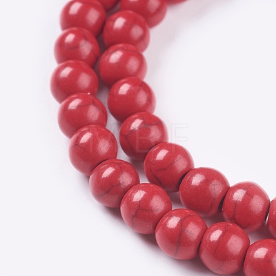 1 Strand Dyed Crimson Round Synthetic Turquoise Beads Strands X-TURQ-G106-6mm-02H-1