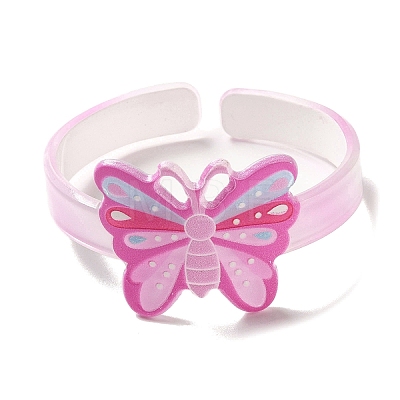 Butterfly Resin Cuff Bangle for Children BJEW-Q774-01A-1