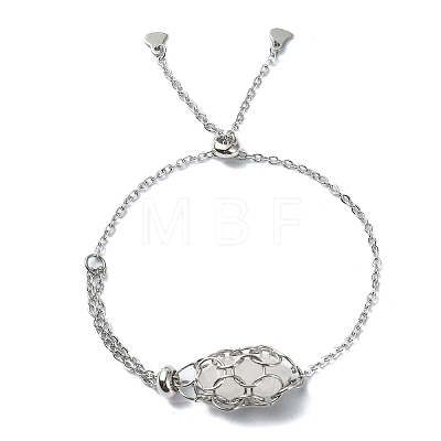 Adjustable 304 Stainless Steel Macrame Pouch Bracelet Making for Stone Holder AJEW-JB01191-02-1