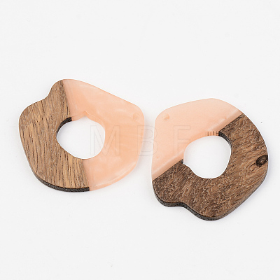 Opaque Resin & Walnut Wood Pendants RESI-S389-050A-C02-1