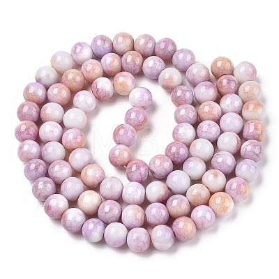 Opaque Crackle Glass Round Beads Strands GLAA-T031-10mm-01N-1