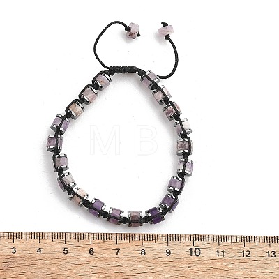 Adjustable Natural Amethyst and Non-magnetic Synthetic Hematite Braided Bead Bracelets BJEW-Z090-01H-1