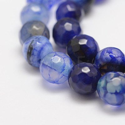 Faceted Natural Dragon Veins Agate Beads Strands X-G-F447-8mm-E01-1