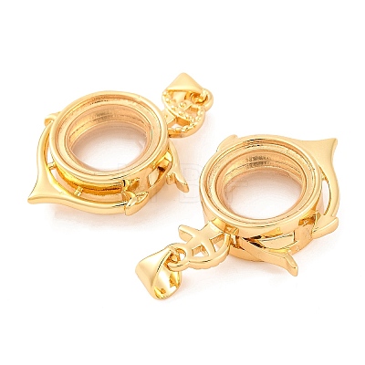 Rack Plating Brass Locket Pendants KK-F874-01G-12-1