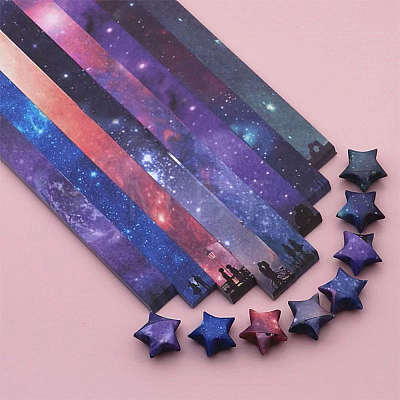 8 Colors Luminous Lucky Star Origami Paper DIY-WH0542-15E-1
