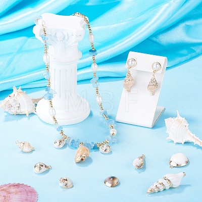 14Pcs 7 Styles Electroplated Natural Mixed Shell Pendants BSHE-TA0001-34B-1