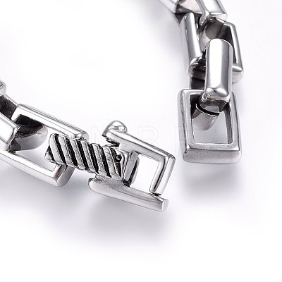 Retro 304 Stainless Steel Box Chain Bracelets BJEW-L631-24ASP-1