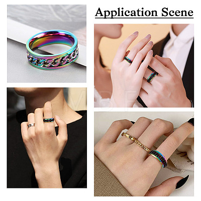 Yilisi 6Pcs 6 Style 201 Stainless Steel Engravable Grooved Finger Rings Set for Women RJEW-YS0001-02-1