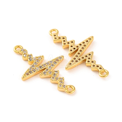 Brass Micro Pave Clear Cubic Zirconia Connector Charms KK-U017-01B-G-1