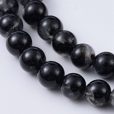 Natural Black Tourmaline Beads Strands G-F666-05A-6mm-1