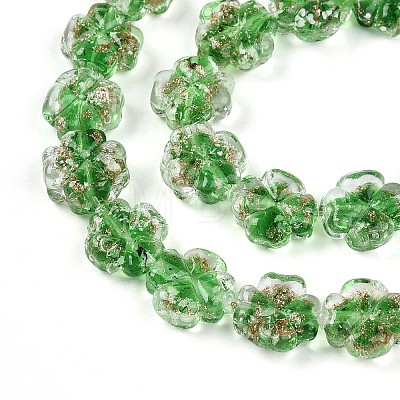 Luminous Handmade Gold Foil Glass Beads Strands FOIL-N029-01F-1