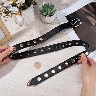 Black PU Imitation Leather Chain Belts AJEW-WH20070-318A-1