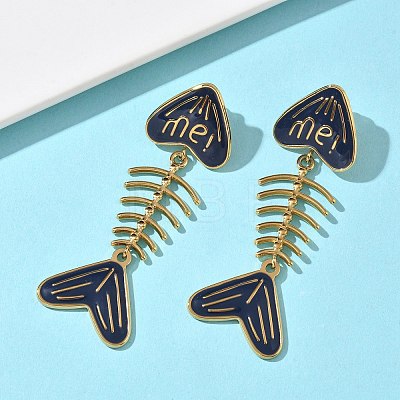 304 Stainless Steel Enamel Dangle Stud Earrings for Women EJEW-L315-06G-01-1