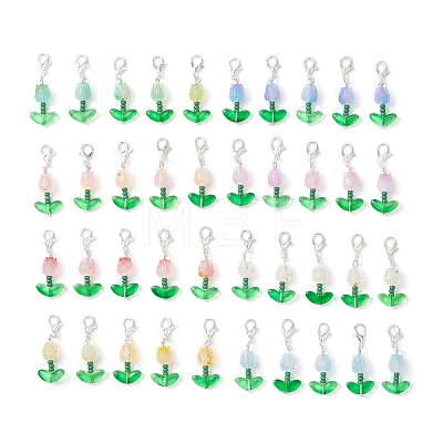 40Pcs Tulip Acrylic Pendant Decorations HJEW-JM04689-01-1