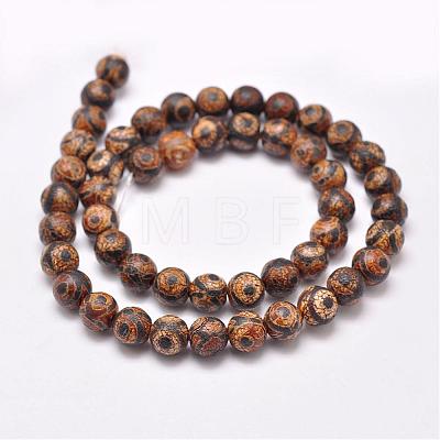 Tibetan Style 3-Eye dZi Beads Strands G-P229-A-03-10mm-1