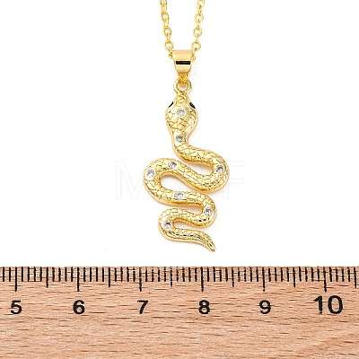 Brass Micro Pave Clear Cubic Zirconia Snake Pendant Necklaces NJEW-S438-02G-G-1