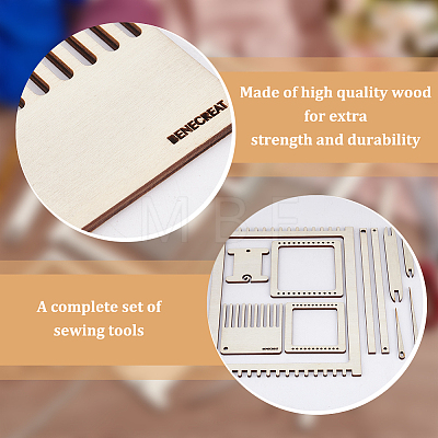 Wood Knitting Loom Kit TOOL-WH0155-76A-1