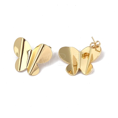 Brass Butterfly Stud Earrings for Women EJEW-P214-10G-1