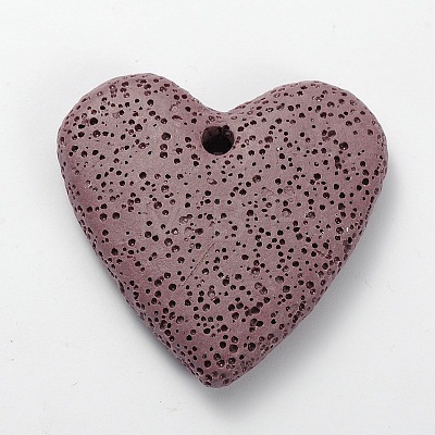 Synthetic Lava Rock Big Flat Heart Pendants G-O025-10A-1