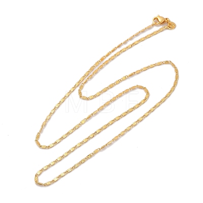 Brass Textured Oval Link Chain Necklaces NJEW-H053-01B-G01-1