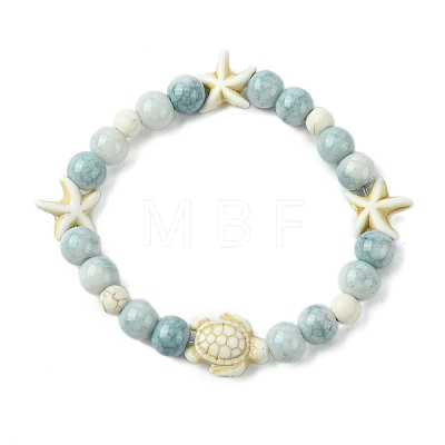 Synthetic Turquoise Beaded Stretch Bracelets for Women BJEW-TA00574-02-1