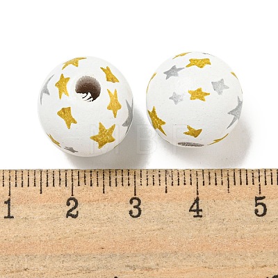 Printed Wood European Beads WOOD-G022-03A-1