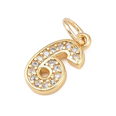 Brass Micro Pave Clear Cubic Zirconia Charms KK-G544-04G-06-1