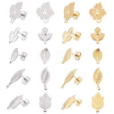 20Pcs 10 Style 304 Stainless Steel Stud Earring Findings STAS-DC0001-38-1