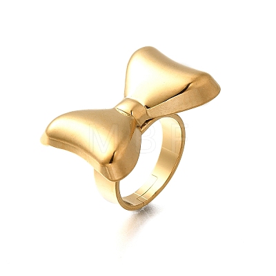 Bowknot 304 Stainless Steel Finger Rings for Women RJEW-G339-05G-01-1