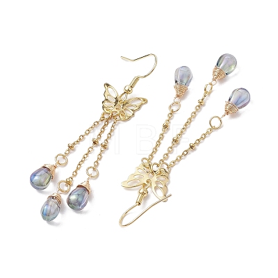 Golden 304 Stainless Steel Butterfly Chandelier Earrings EJEW-JE05731-1