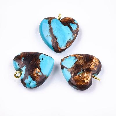 Assembled Bronzite and Synthetic Turquoise Pendants X-G-T111-04C-1