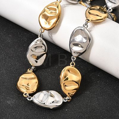 Two Tone 316L Surgical Stainless Steel Textured Flat Teardrop Link Chain Necklaces NJEW-D297-03GP-1