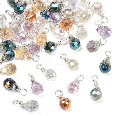 60Pcs 10 Style Glass Teardrop Pendants PALLOY-YW00137-1
