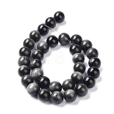 Natural Silver Obsidian Beads Strands G-D083-01A-1
